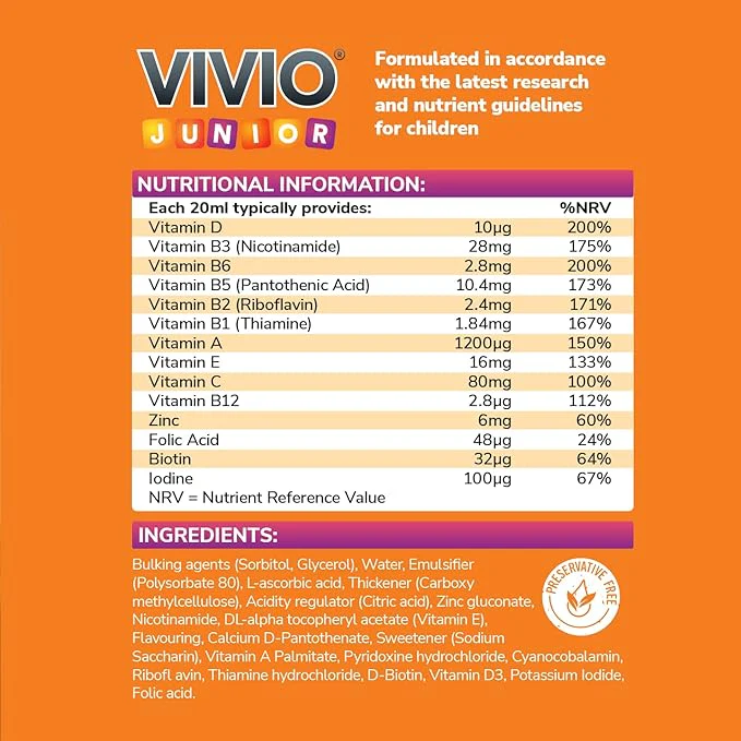 Vivio Junior 250ML - Kids' Vitamin Syrup, Immune Support - Image 3